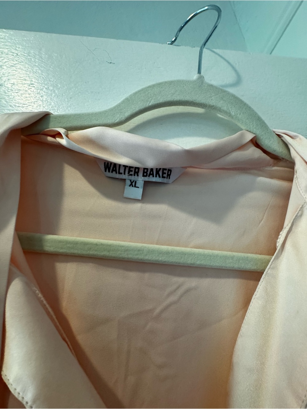 Walter Baker Light Pink Satin Tie-Neck Blouse - Picture 2 of 4